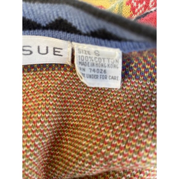 Vintage First Issue 100% Cotton Floral Knit Cardigan Sweater With Full Button Fr - Picture 6 of 10